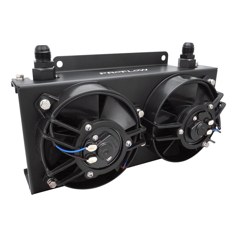 Proflow Oil Cooler Kit, Ultra Pro, 19 Row, Dual Fan 625 CFM, AN10 ORB Female, Aluminium, Black - PFEOC19-DF PFEOC19-DF