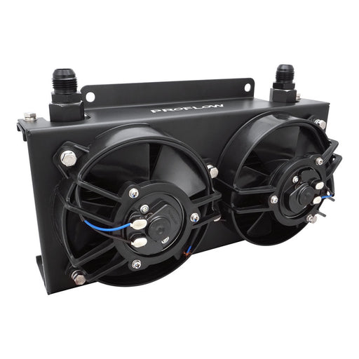 Proflow Oil Cooler Kit, Ultra Pro, 19 Row, Dual Fan 625 CFM, AN10 ORB Female, Aluminium, Black - PFEOC19-DF PFEOC19-DF