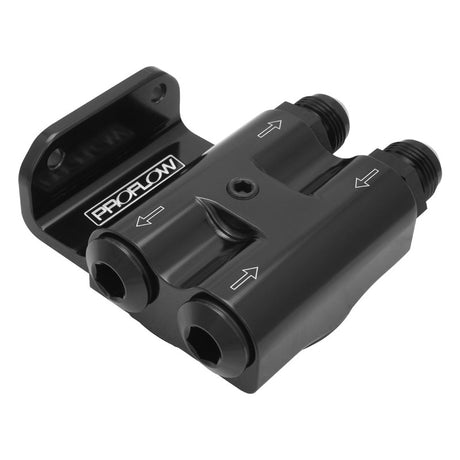 Proflow Remote Universal Filter Head, 3/4''-16 Thread, 4x Side AN10 Ports, 1/8'' NPT Port, Billet, Black Anodised - PFEOS-OB2045 PFEOS-OB2045
