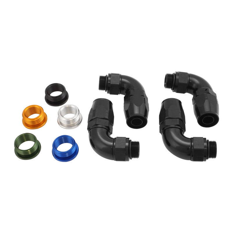 Proflow Billet Remote Universal Filter head, Universal Block Adaptor, Black , Top -08 ORB Ports , 90Deg -08ORB x AN10 Fittings, PFE450R-10 Hose, Kit - PFEOS-OB2080