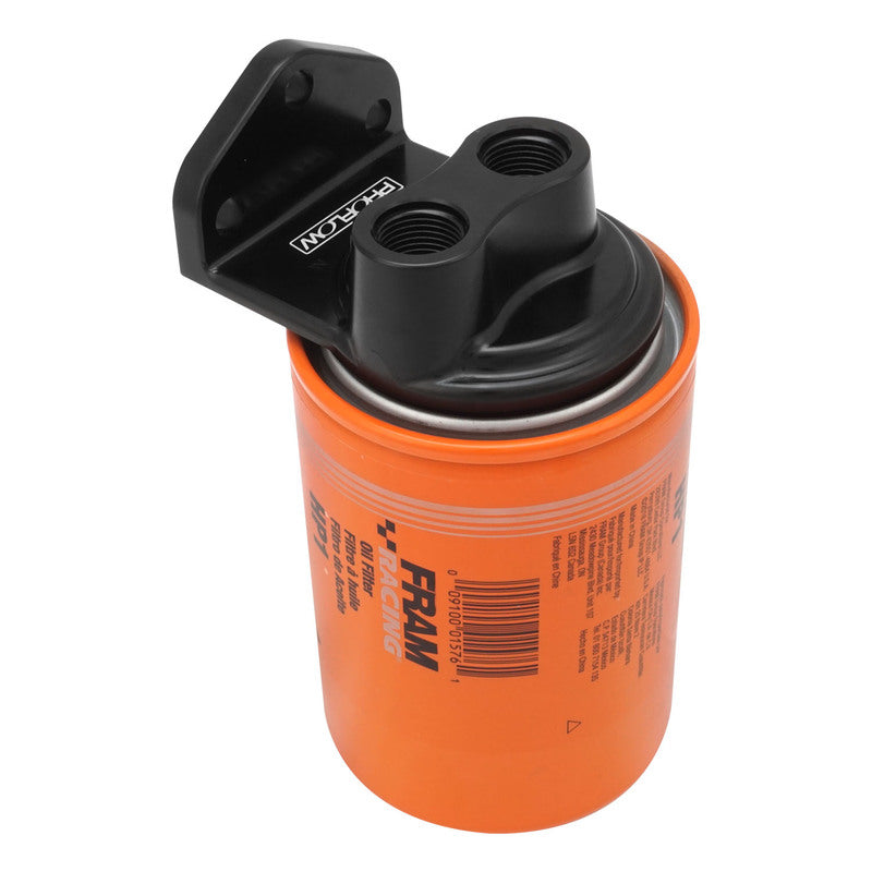 Proflow Remote Oil Filter Head, Billet, 3/4''-16 Thread, With Fram HP1 Filter, -08AN ORB, Black Anodised, Kit - PFEOS-OB2090-HP1 PFEOS-OB2090-HP1