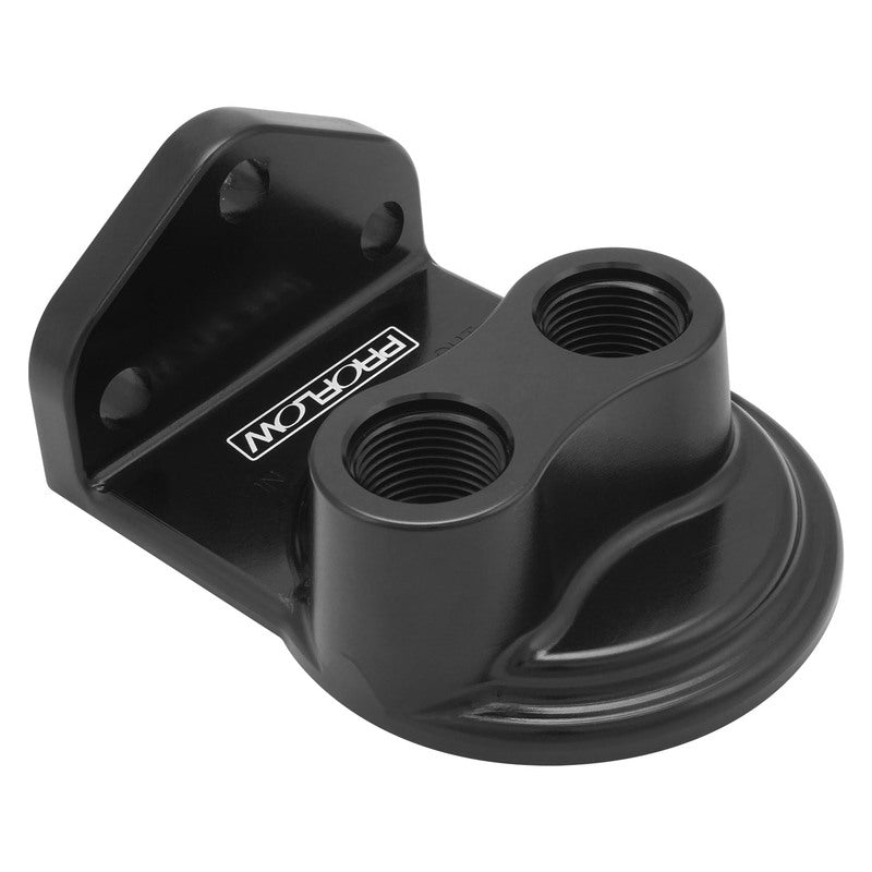 Proflow Remote Oil Filter Head, Billet, 3/4''-16 Thread, With Fram HP1 Filter, -08AN ORB, Black Anodised, Kit - PFEOS-OB2090-HP1
