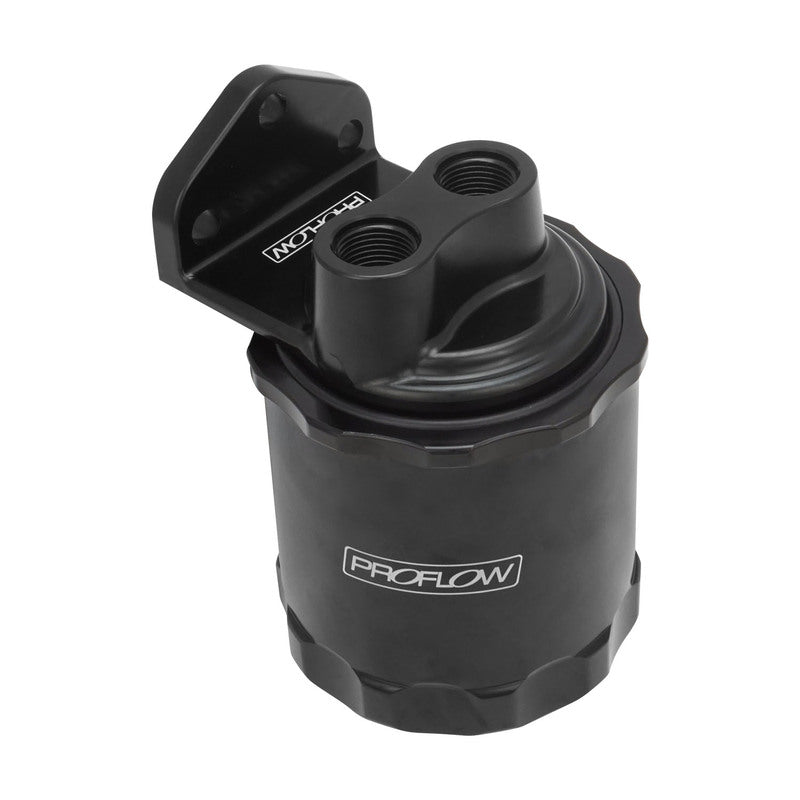 Proflow Remote Oil Filter Head, Billet, 3/4''-16 Thread, With Proflow Billet Filter, -08AN ORB, Black Anodised, Kit - PFEOS-OB2090-HPB PFEOS-OB2090-HPB