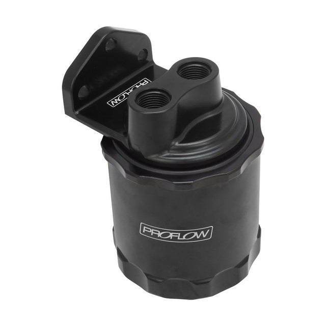 Proflow Remote Oil Filter Head, Billet, 3/4''-16 Thread, With Proflow Billet Filter, -08AN ORB, Black Anodised, Kit - PFEOS-OB2090-HPB PFEOS-OB2090-HPB