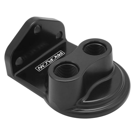 Proflow Remote Oil Filter Head, Billet, 3/4''-16 Thread, -08AN ORB, Black Anodised - PFEOS-OB2090 PFEOS-OB2090