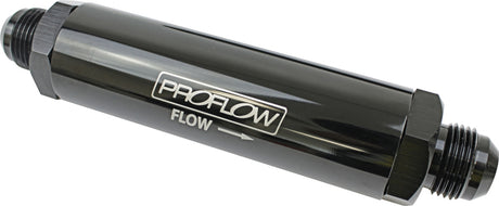 Proflow Oil Filter Billet Aluminium In-Line Black, Stainless Element -10AN - PFEOS850 PFEOS850