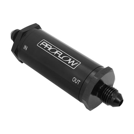 Proflow Inline Billet Turbo Oil Filter, 30 Micron, AN4 Male Threads, Black Anodised - PFEOS900 PFEOS900
