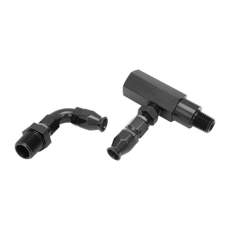 Proflow External Oil Feed Line Kit, Suit Ford 302-351 Cleveland, External Oil Supply Modification, Black Stainless PTFE Braided Hose, Kit - PFEOSFD-CLEV-BK