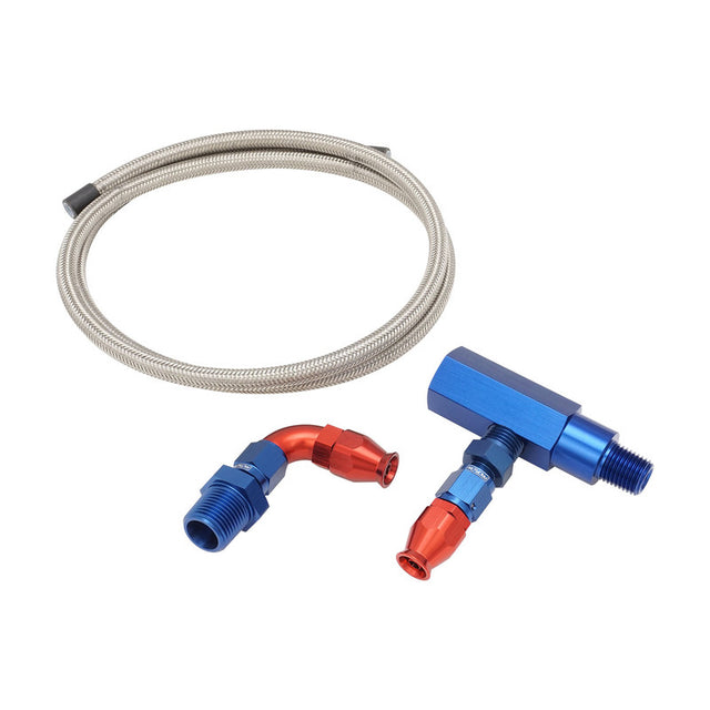 Proflow External Oil Feed Line Kit, Suit Ford 302-351 Cleveland, External Oil Supply Modification, Stainless PTFE Braided Hose, Kit - PFEOSFD-CLEV PFEOSFD-CLEV