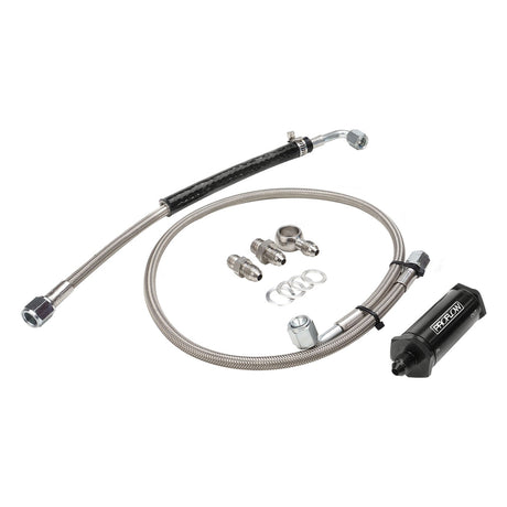 Proflow Turbo Oil Feed Line Kit, Stainless Braided Hose, 30 Micron Filter, For Ford Falcon Barra FG/FGX, XR6 Turbo - PFEOSFDTBO-FG PFEOSFDTBO-FG