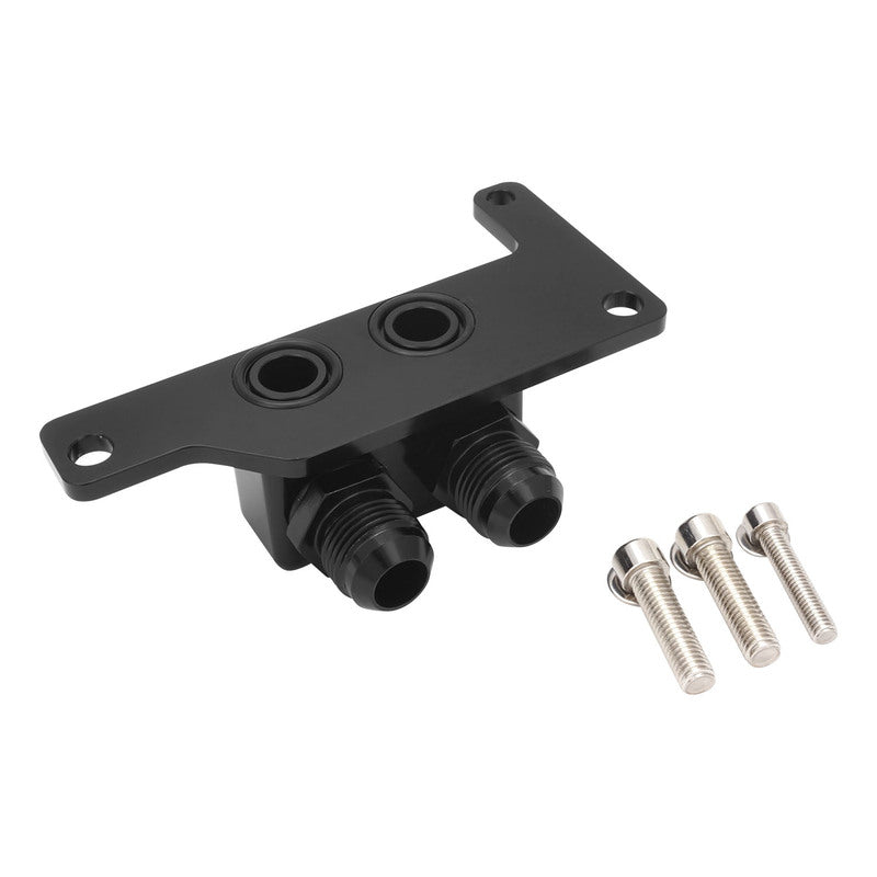 Proflow Oil Block Adaptor, Remote, GM LS, Billet Aluminium, Black Anodised, 90 degree, -10AN Ports - PFEOSR-LS90