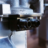Proflow Oil Block Adaptor, Remote, GM LS, Billet Aluminium, Black Anodised, 90 degree, -10AN Ports - PFEOSR-LS90