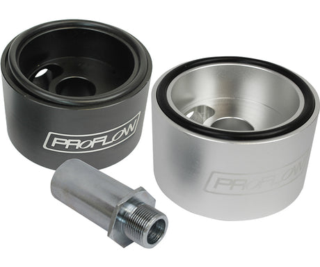 Proflow Oil Filter Adapter, Sandwich Adapter, Billet Aluminium, Silver Anodised, 13/16-16 in, AN10, 1/8in. NPT Port Chev - PFEOSSPCV PFEOSSPCV