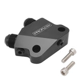 Proflow Oil Cooler Adapter, GM LS, Male -10AN, Billet Aluminium, Black Anodised, With Line Port - PFEOSTOPLS
