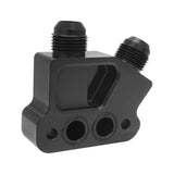 Proflow Oil Cooler Adapter, GM LS, Male -10AN, Billet Aluminium, Black Anodised, With Line Port - PFEOSTOPLS