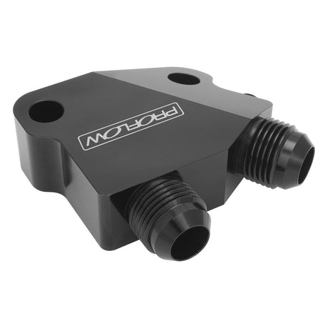Proflow Oil Cooler Adapter, GM LS, Male -10AN, Billet Aluminium, Black Anodised, With Line Port - PFEOSTOPLS PFEOSTOPLS