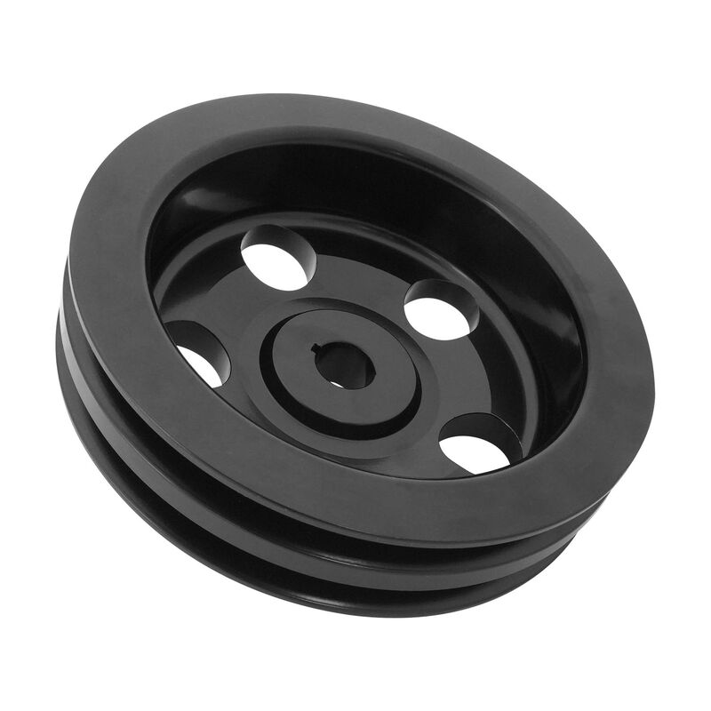 Proflow Pulley, V-Belt Power Steering Early GM 2-Groove, 5.800in Diameter, Suit 5/8 Keyed Shaft, Black Aluminium - PFEP8846BK