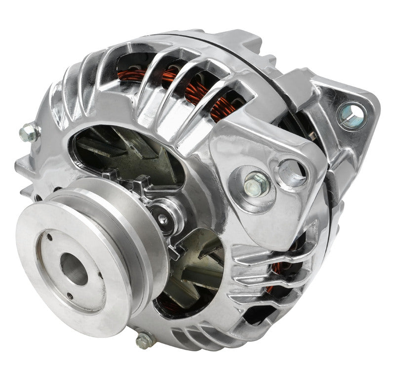 Proflow Alternator, Power Spark External Regulator, 100 Amp, Chrome Plated, For Chrysler, For Dodge, For Plymouth, Aluminium 2-groove pulley, Each - PFEPM17509 PFEPM17509
