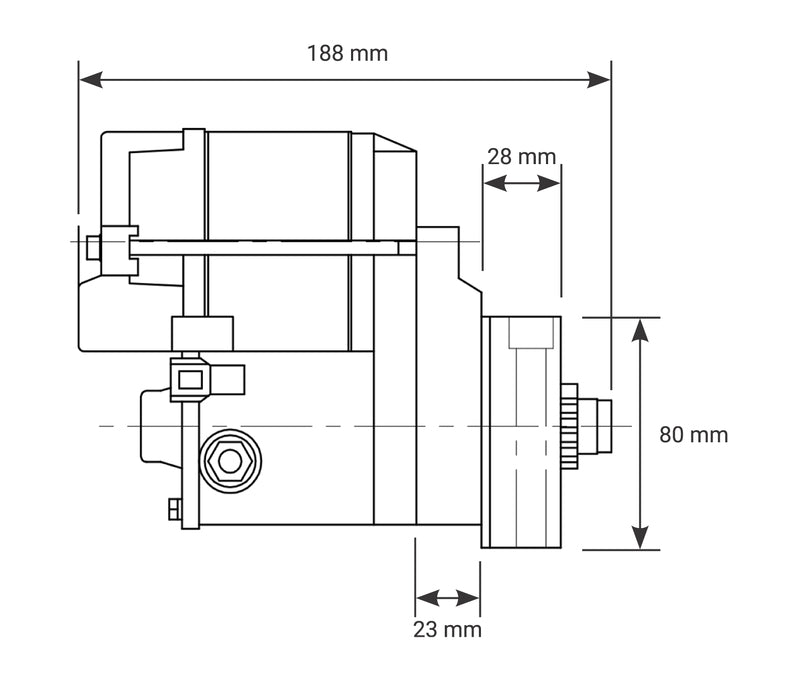 Proflow Starter Motor PowerTorque Mini, For Holden Commodore/Torana V8 253/308, 2kw, Black Wrinkle , Each - PFEPM308HD