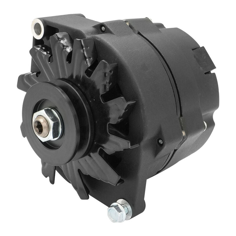 Proflow Alternator Power Spark, 100 Amp 1-Wire, Internal Regulator, Black Wrinkle, V-Belt, Chev, For Holden, Commodore, Torana, Each - PFEPM37127BKW PFEPM37127BKW