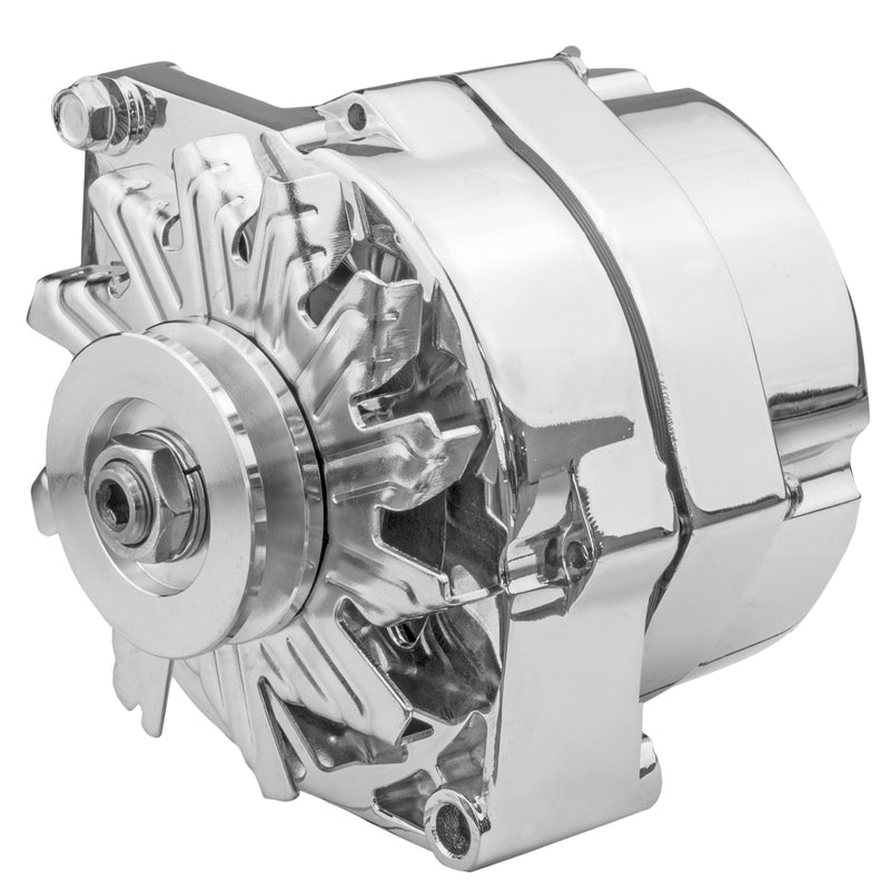 Proflow Alternator Power Spark, 100 Amp 1-Wire, Internal Regulator, Chrome, V-Belt, Chev, For Holden, Commodore, Torana, Each - PFEPM37127 PFEPM37127