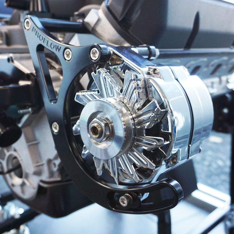 Proflow Alternator Power Spark, 100 Amp 1-Wire, Internal Regulator, Chrome, V-Belt, Chev, For Holden, Commodore, Torana, Each - PFEPM37127