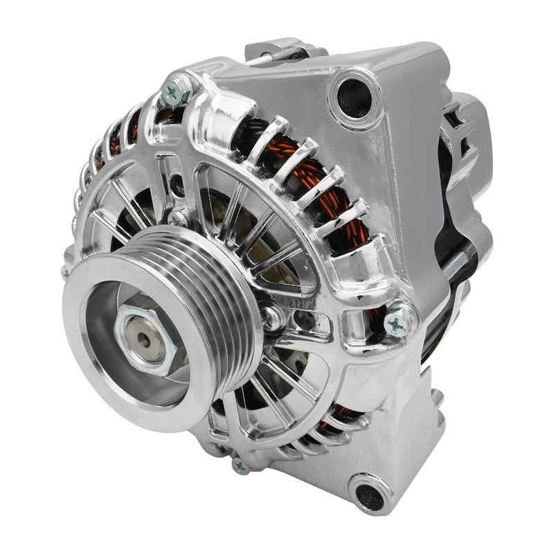Proflow Alternator Power Spark, 140 Amp, For Holden Commodore LS VT, VX, VY, Internal Regulator, Polished, Serpentine Pulley, Each - PFEPM38247 PFEPM38247