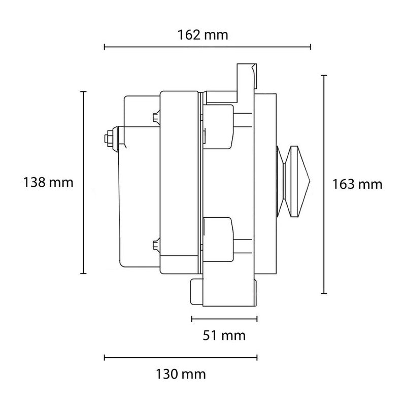 Proflow Alternator Power Spark, Billet Housing, 170 Amp, V-belt & 6-Groove Pulley, Black Anodised, Universal - PFEPM8106BK