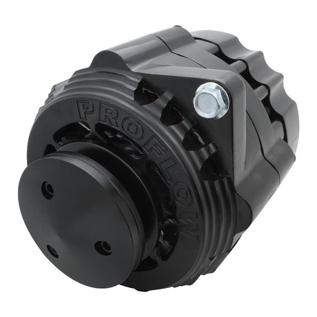 Proflow Alternator Power Spark, Billet Housing, 170 Amp, V-belt & 6-Groove Pulley, Black Anodised, Universal - PFEPM8106BK PFEPM8106BK