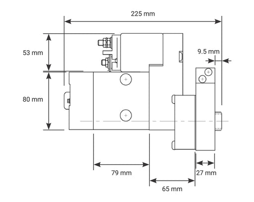 Proflow Starter Motor Power Torque Mini Black Wrinkle/Gold, For Chevrolet For Holden V8 ,LS, LSX, 168T, 2.0kw - PFEPM9409