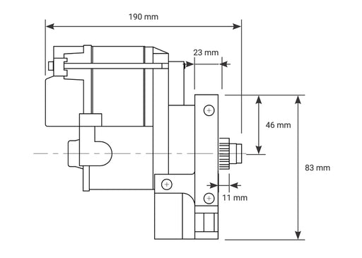 Proflow Starter Motor Power Torque Mini Black Wrinkle, For Chevrolet V8, 1.4Kw, Staggered Mount, 168 Tooth Flywheel - PFEPM9500