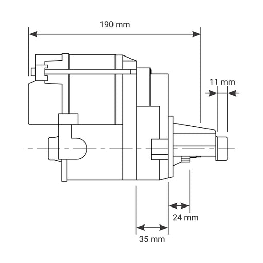 Proflow Starter Motor Power Torque Mini, Black Wrinkle, Staggered SB & BB For Chrysler V8 1.4kW - PFEPM9533