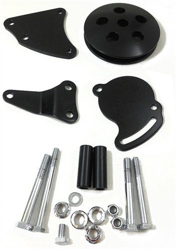 Proflow Power Steering Brackets Mounting kit, Type II Bracket with Pulley Black SB Chev - PFEPSB450BK PFEPSB450BK