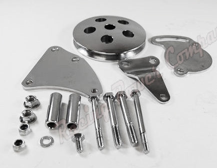 Proflow Power Steering Brackets Mounting kit, Type II Bracket with Pulley Chrome SB Chev - PFEPSB450C PFEPSB450C