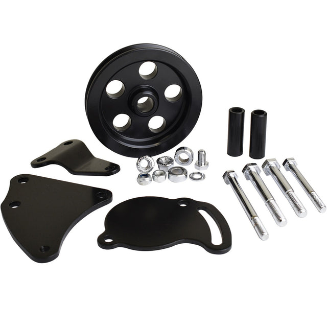 Proflow Power Steering Pump Bracket mounting kit, GM Type Pump, V Belt Pulley, Black - PFEPSP450BK PFEPSP450BK