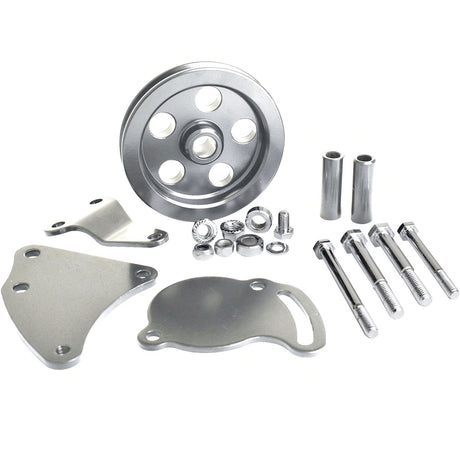 Proflow Power Steering Pump Bracket mounting kit, GM Type Pump, V Belt Pulley, Chrome - PFEPSP450C PFEPSP450C