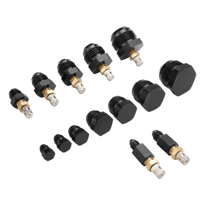 Proflow AN Hose Pressure Test Kit, Fittings with Air Valves/Matching Plugs, -3 AN through -16 AN, Kit - PFEPTK PFEPTK