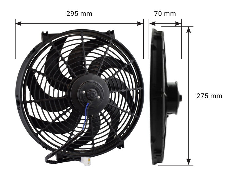 Proflow Electric Fan, Cooling Curved Black Single, 10 in. Diameter, Reversible, 850 cfm, Black, Plastic - PFERF100