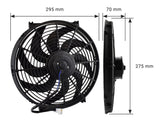 Proflow Electric Fan, Cooling Curved Black Single, 10 in. Diameter, Reversible, 850 cfm, Black, Plastic - PFERF100