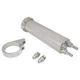 Proflow Radiator Overflow Tank, Billet Aluminium, With bracket, 0.75L, 60mm Dia, 330mm tall, AN Port with Barb Fitting, Polished - PFERO1P