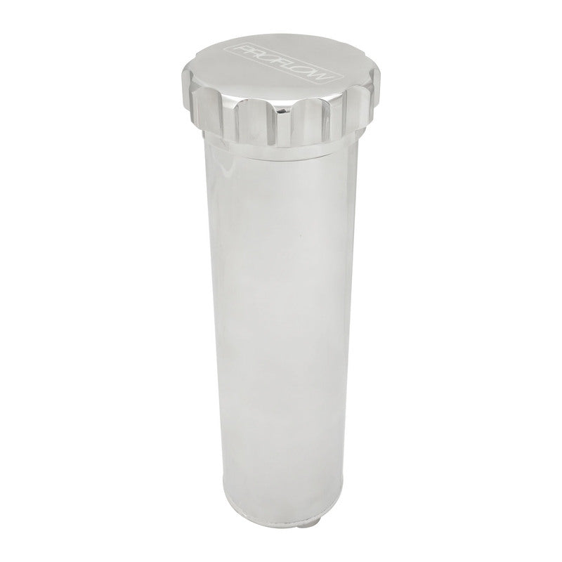 Proflow Radiator Overflow Tank, Billet Aluminium, With bracket, 0.75L, 60mm Dia, 330mm tall, AN Port with Barb Fitting, Polished - PFERO1P PFERO1P