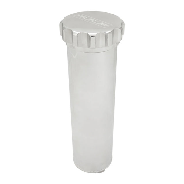 Proflow Radiator Overflow Tank, Billet Aluminium, With bracket, 0.75L, 60mm Dia, 330mm tall, AN Port with Barb Fitting, Polished - PFERO1P PFERO1P