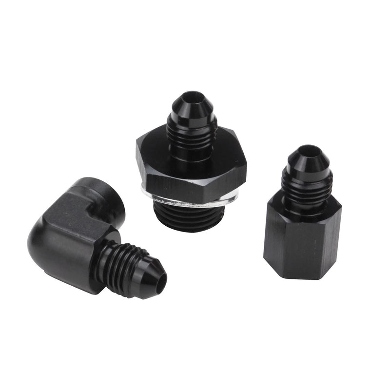 Proflow Pressure Gauge Installation Kit, Stainless Braided Black ,GM For Holden Commodore LS Engines w/ 36 in. AN4 Hose, - PFESSH-3LS36