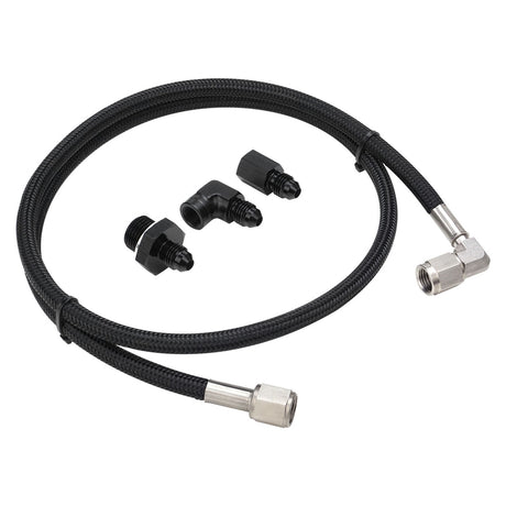 Proflow Pressure Gauge Installation Kit, Stainless Braided Black ,GM For Holden Commodore LS Engines w/ 36 in. AN4 Hose, - PFESSH-3LS36 PFESSH-3LS36