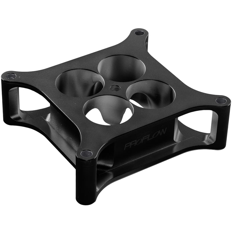 Proflow Carburettor Spacer, Aluminium Black Anodised, 2 in. Thick, Tapered Combo, 4150 Square Bore - PFESSLW41502ALBK PFESSLW41502ALBK