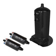 Proflow Fuel Surge Tank & Pump Kit Fabricated Aluminium, 254mm x 108mm, 2.5L, 2x 044 style pumps, Black Anodised - PFEST10BK PFEST10BK