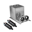 Proflow Fuel Surge Tank & Pump Kit Fabricated Aluminium Square, 2 x 044 Pumps, 200mm x 200mm x 180mm, 5L, Polished - PFEST11 PFEST11