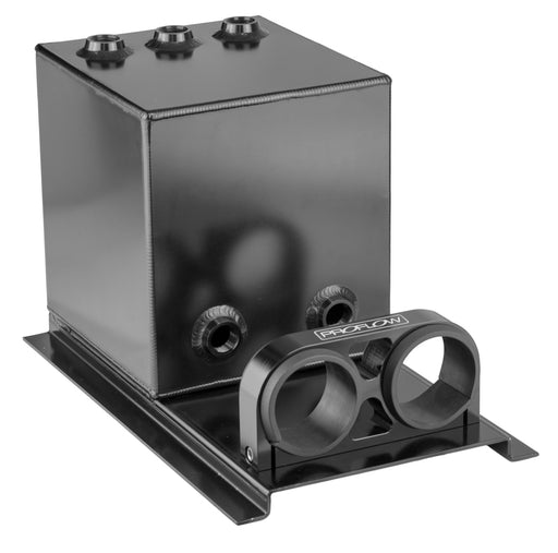 Proflow Fuel Surge Tank Fabricated Aluminium, Square, 044 Pump Mounts, 200mm x, 200mm x 180mm, 5L, Black Anodised - PFEST6BK PFEST6BK