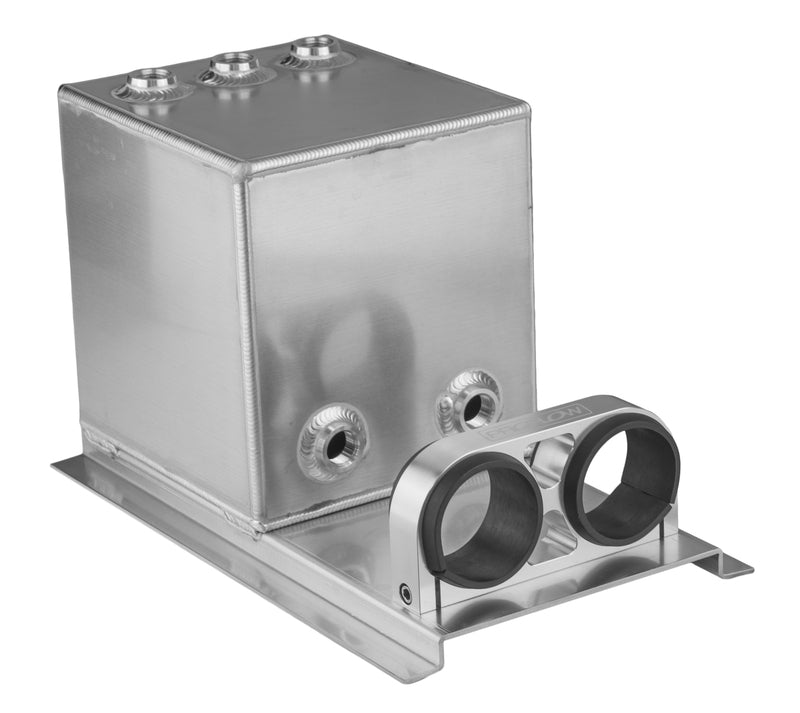Proflow Fuel Surge Tank Fabricated Aluminium, Square, 044 Pump Mounts, 200mm x, 200mm x 180mm, 5L, AN Fitting Kit, Polished - PFEST6 PFEST6