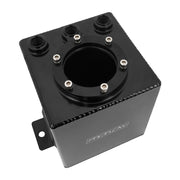 Proflow Fuel Surge Tank, Fabricated Aluminium, Square, Suits 044 Bosch Pumps, 2.5L, AN6 Ports, Black Anodised - PFEST8BK